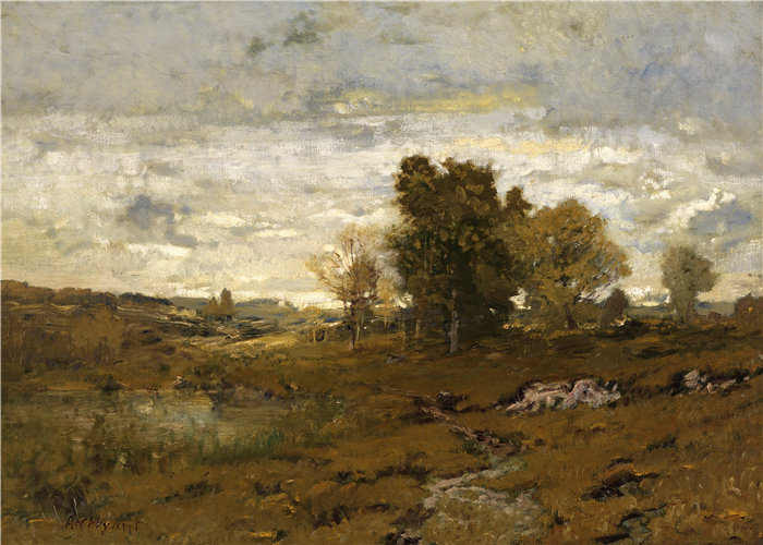 亚历山大·H·怀亚特（Alexander H. Wyant）-阿克维尔的秋天油画 美国