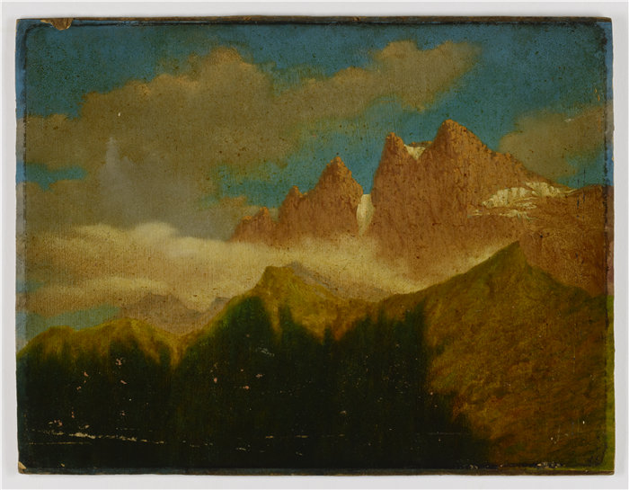 美国画家Miner Kilbourne Kellogg-瑞士--瓦列里附近油画