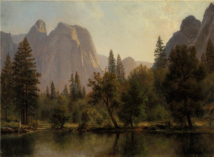 阿尔伯特·比尔施塔特(Albert Bierstadt)，美国画家，1830 年 - 1902 年-大教堂岩石，优胜美地山谷油画