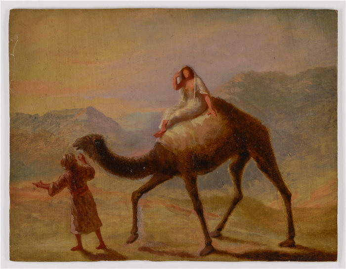 美国画家Miner Kilbourne Kellogg-瑞士--骑骆驼的男人和女人油画