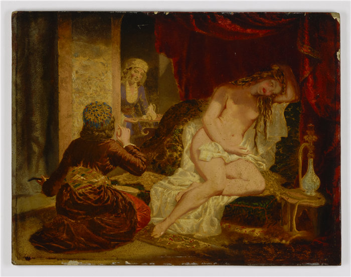 美国画家Miner Kilbourne Kellogg-沐浴后的东方公主油画