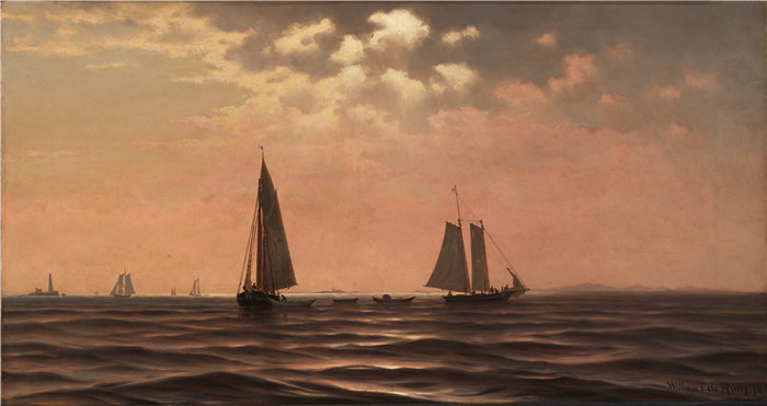 威廉·弗雷德里克·德哈斯 (William Frederick De Haas)-缅因州海岸萨科湾的下午油画 荷兰