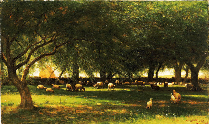 沃辛顿·惠特雷奇（Worthington Whittredge）-果园的中午油画 美国