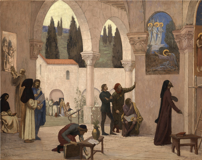 彼埃·毕维·德·夏凡纳(Pierre Cecile Puvis de Chavannes），法国人-灵感克雷蒂安油画