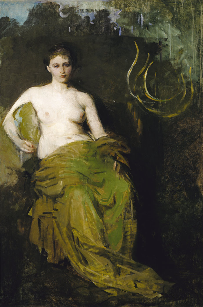 雅培·汉德森·塞耶 (Abbott Handerson Thayer)- 半披风人偶油画 美国