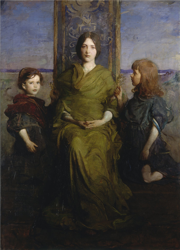 雅培·汉德森·塞耶 (Abbott Handerson Thayer)- 处女登基油画 美国