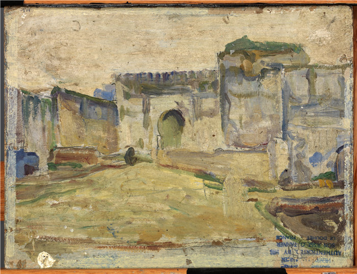 亨利·奥萨瓦·坦纳 (Henry Ossawa Tanner)-《街景，丹吉尔（Crenated Architecture）》油画 美国