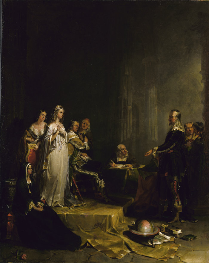 彼得·弗雷德里克·罗瑟梅尔 (Peter Frederick Rothermel)-《在女王面前的哥伦布》油画 美国