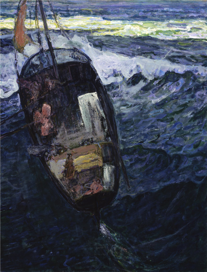亨利·奥萨瓦·坦纳 (Henry Ossawa Tanner)-《海上的渔民》油画 美国