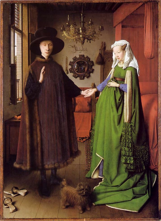 前100幅世界名画（七）-扬·凡·艾克（Jan Van Eyck）-《阿诺菲尼婚姻肖像》油画作品欣赏