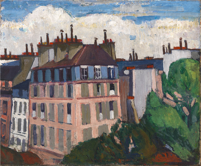 亨利·莱曼·萨昂(Henry Lyman Saÿen)-屋顶，巴黎油画 美国
