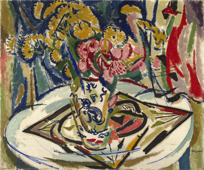 亨利·莱曼·萨昂(Henry Lyman Saÿen)-花朵油画 美国