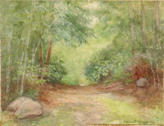 罗伯特·布鲁斯·麦克杜格尔（Robert Bruce McDougall）-森林场景油画 美国