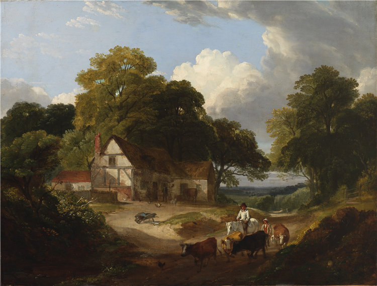 罗伯特·拉德布鲁克（Robert Ladbrooke），英国人-《谷仓场景》油画