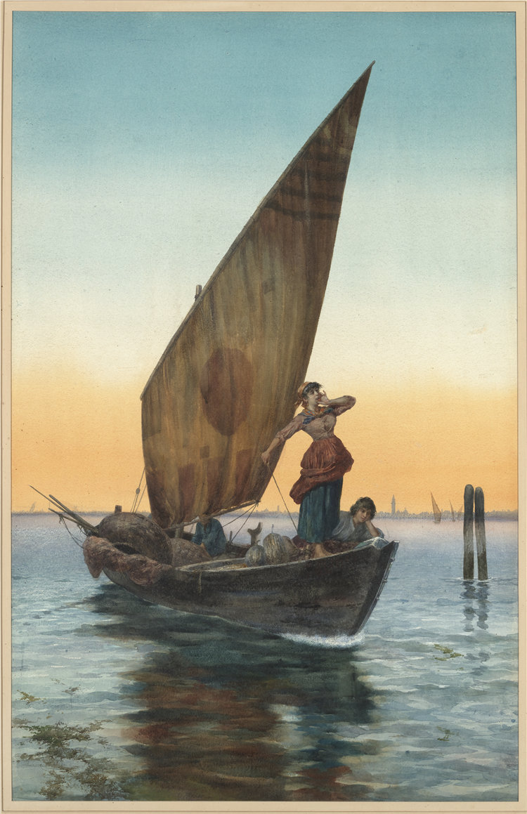 彼得罗·加布里尼 (Pietro Gabrini)，意大利人-《大运河，威尼斯》油画