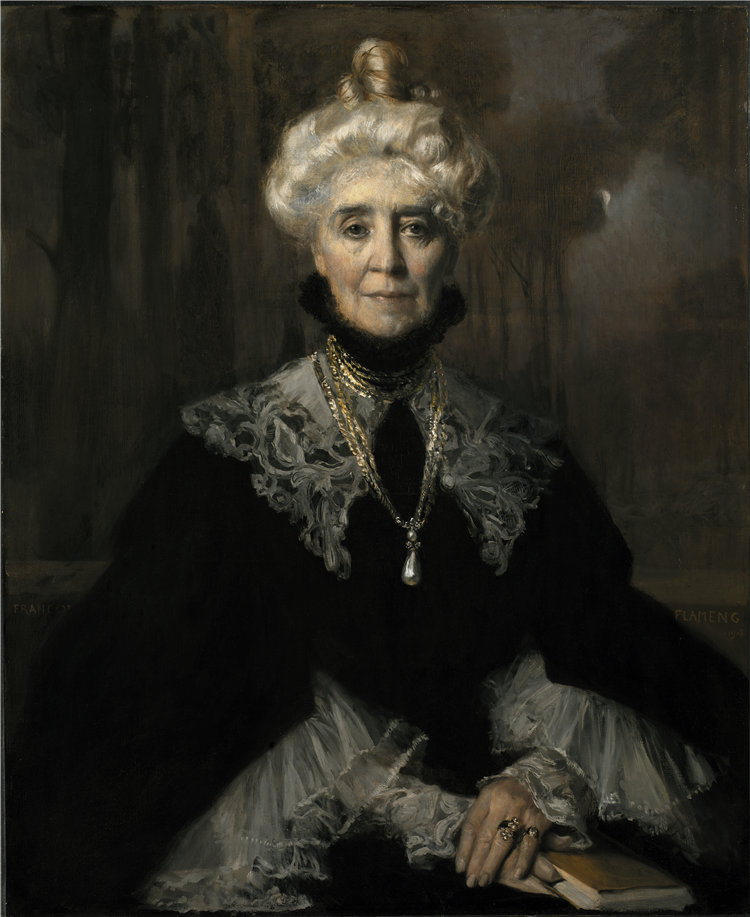 弗朗索瓦·弗拉芒（francois flameng），法国人-《Adeline M. Noble 夫人》油画 美国
