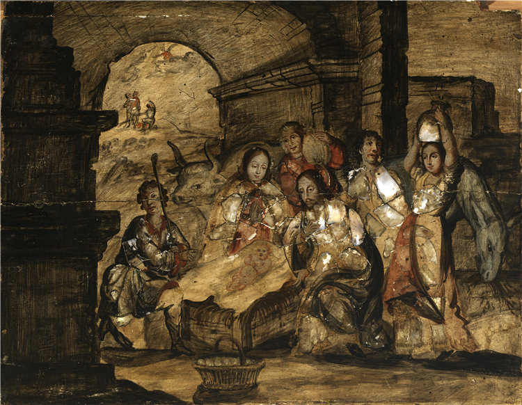 胡安·冈萨雷斯（Juan González）-《耶稣诞生》油画 美国