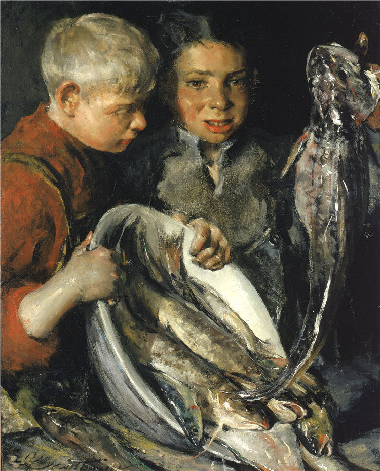 查尔斯·韦伯斯特·霍桑(charles webster hawthorne)-《费雪儿童》油画 美国