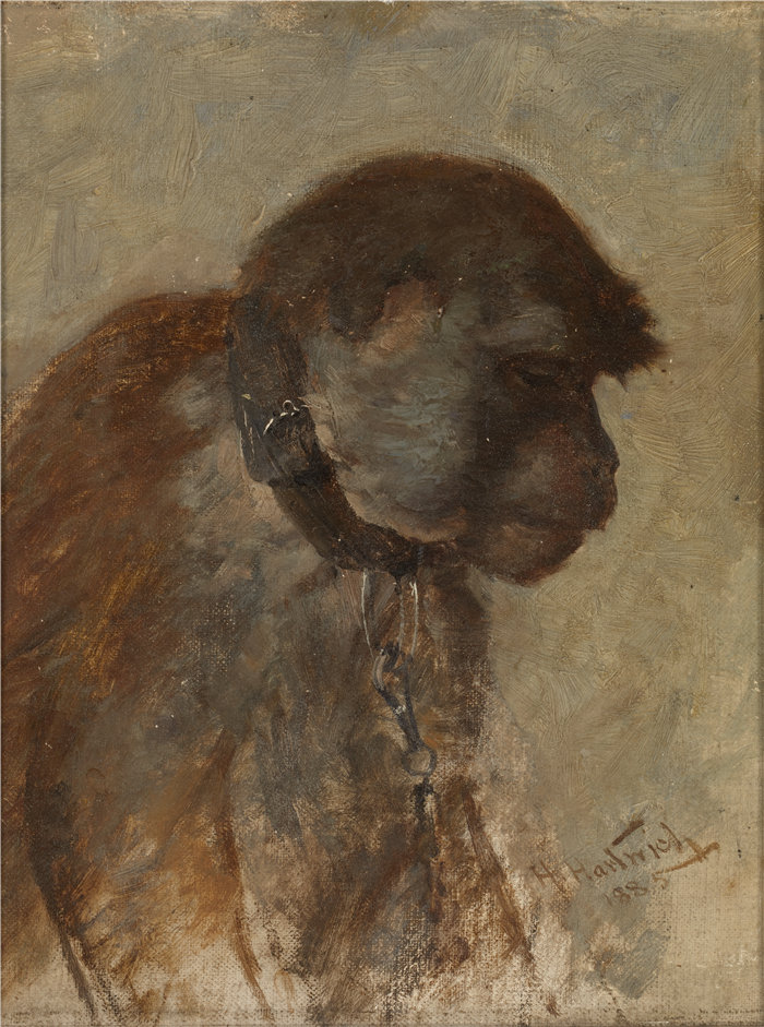 赫尔曼·哈特威奇 (Herman Hartwich)-《冥想》油画 美国