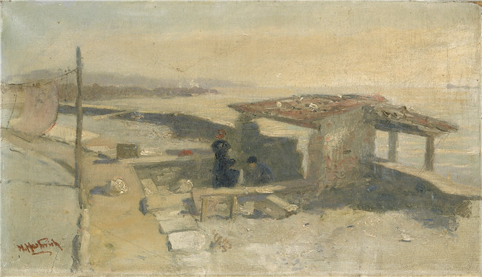 赫尔曼·哈特威奇 (Herman Hartwich)-《伦巴第漂白剂草图》油画 美国