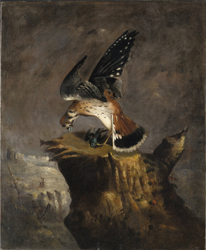 罗伯特·S·邓肯森 (Robert S. Duncanson)-《秃鹫和它的猎物》油画