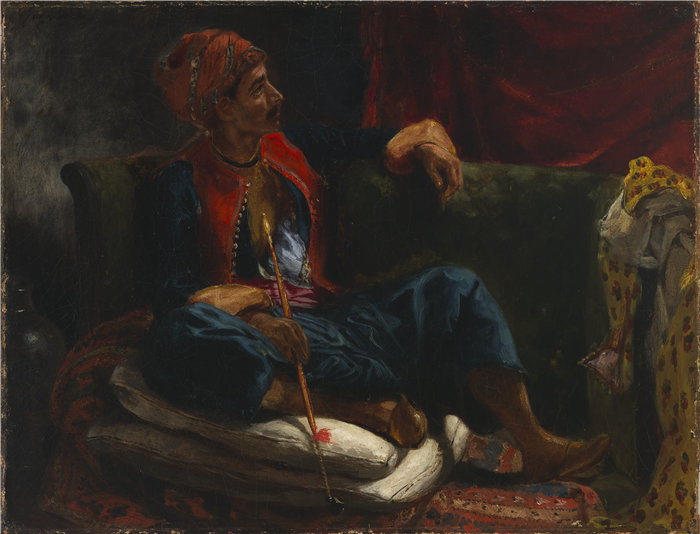 斐迪南·维克多·尤金·德拉克罗瓦（Ferdinand Victor Eugene Delacroix），法国-《吸烟者》油画