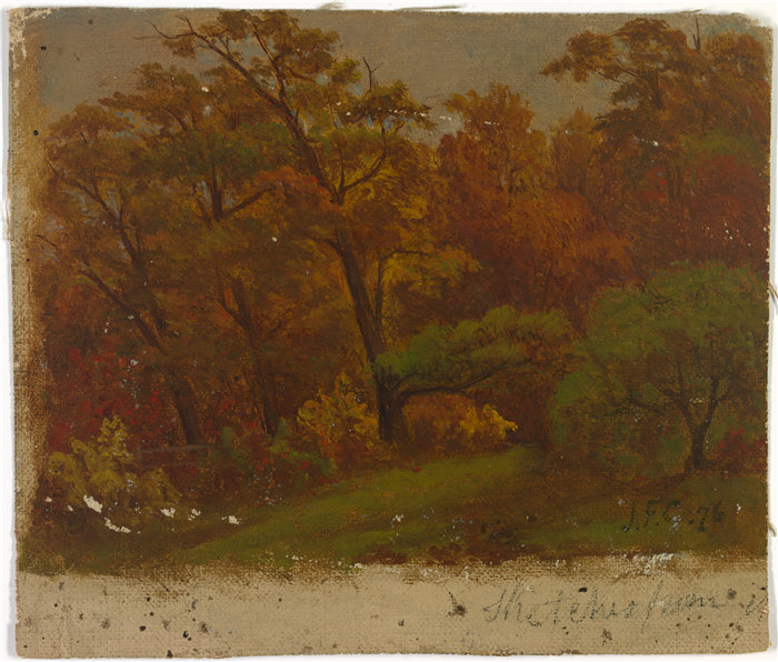 贾斯珀·弗朗西斯·克罗普西 (Jasper Francis Cropsey)-秋天风景油画 美国