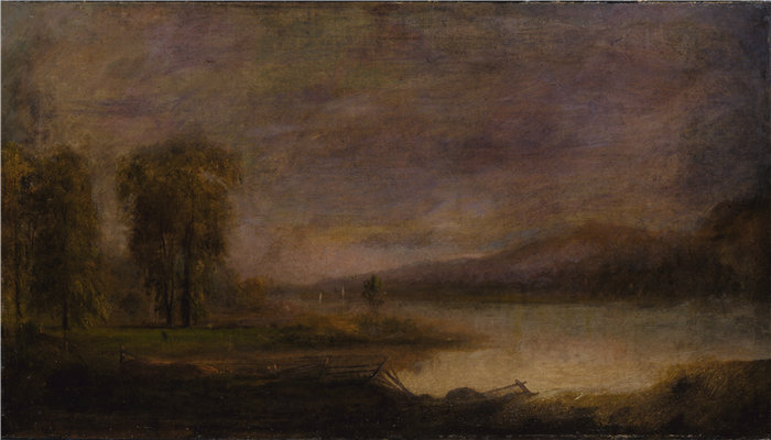 罗伯特·S·邓肯森 (Robert S. Duncanson)-《风景与湖》油画