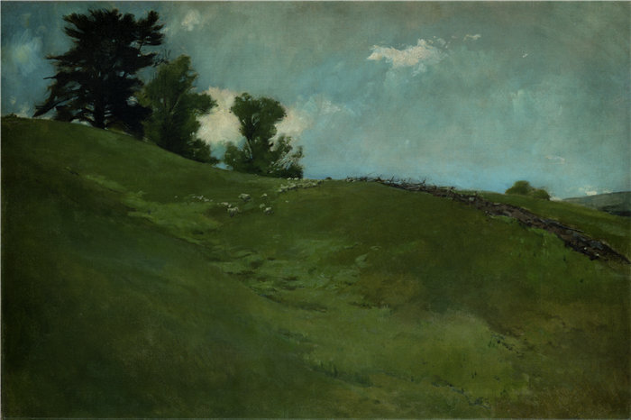 约翰·怀特·亚历山大（John White Alexander）-《景观，康沃尔》油画 美国