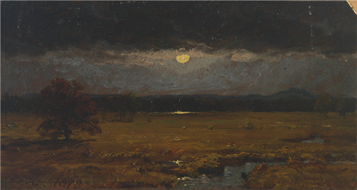 贾斯珀·弗朗西斯·克罗普西 (Jasper Francis Cropsey)-日落风景油画 美国
