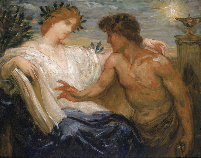 肯扬·考克斯 (Kenyon Cox)-“科学指导产业”研究油画 美国