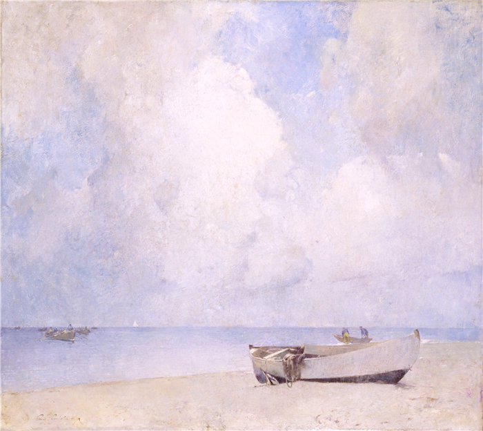 埃米尔·卡尔森 (Emil Carlsen)-《南岸》油画 美国