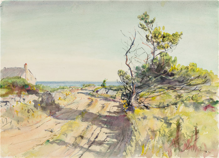 霍华德·拉塞尔·巴特勒(Howard Russell Butler)-海边风景水彩 美国