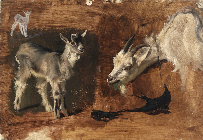 埃利法雷特·弗雷泽·安德鲁斯（Eliphalet Fraser Andrews）-《山羊》油画 美国