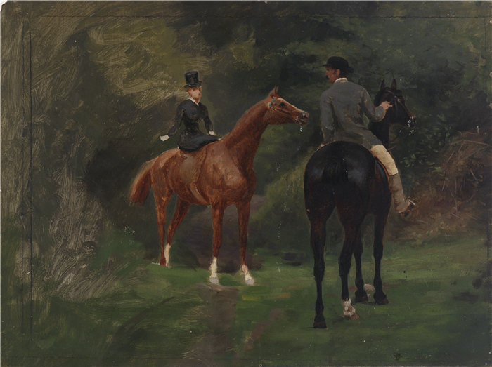 埃利法雷特·弗雷泽·安德鲁斯（Eliphalet Fraser Andrews）-《马背上的人物》油画 美国