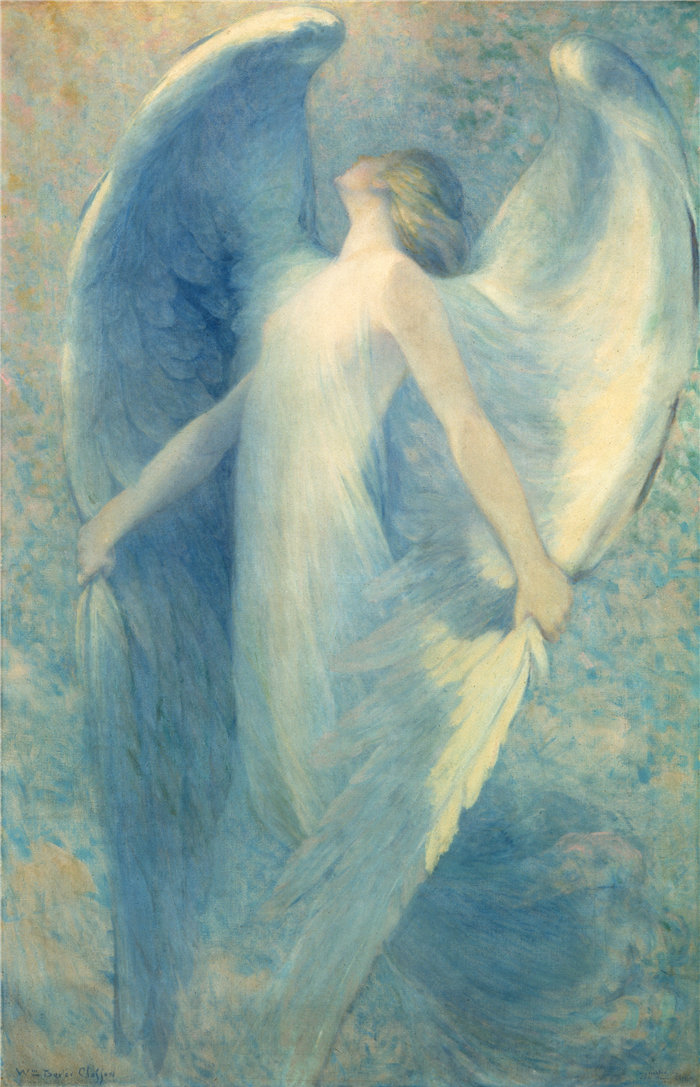 威廉·巴克斯特·克罗森 (William Baxter Closson)-《天使》油画 美国