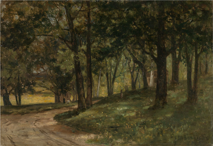 爱德华·米切尔·班尼斯特 (Edward Mitchell Bannister)-《有树的风景》油画 美国