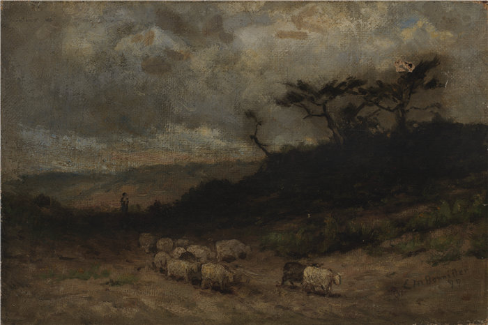 爱德华·米切尔·班尼斯特 (Edward Mitchell Bannister)-《牧羊人》油画 美国