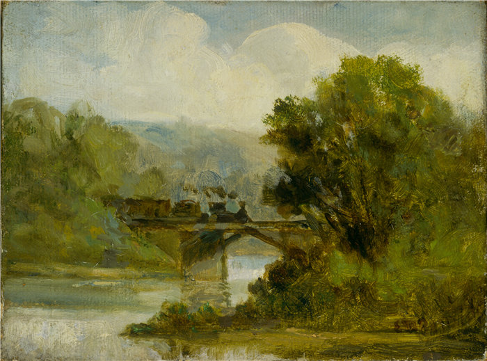 爱德华·米切尔·班尼斯特 (Edward Mitchell Bannister)-《火车》油画 美国