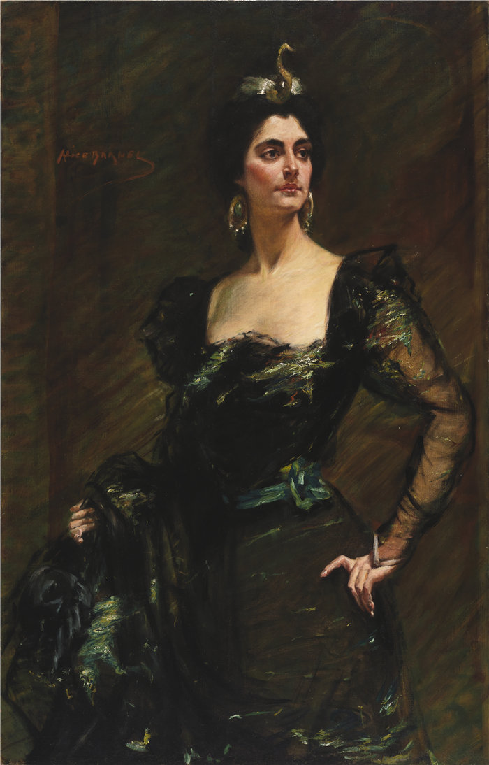 爱丽丝·派克·巴尼 (Alice Pike Barney)-《凯特·迪林里奇利》油画 美国