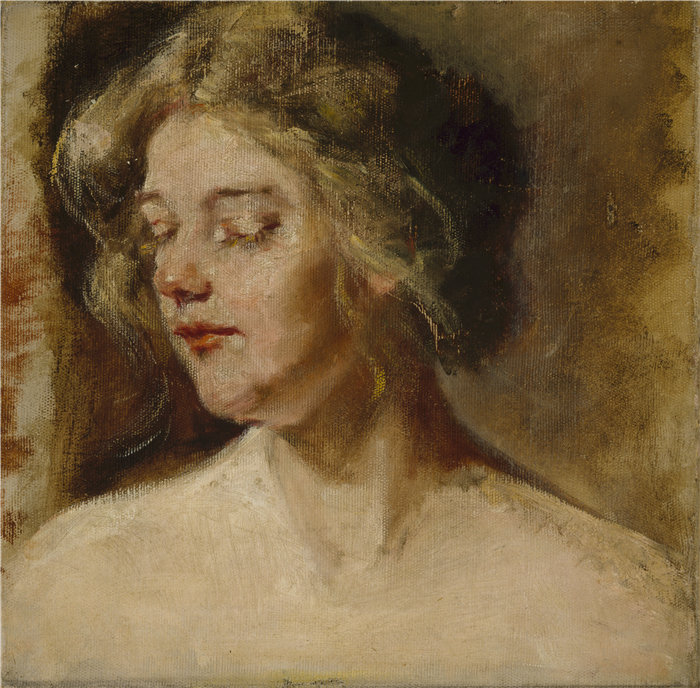 爱丽丝·派克·巴尼 (Alice Pike Barney)-《金发工作室模型》油画 美国