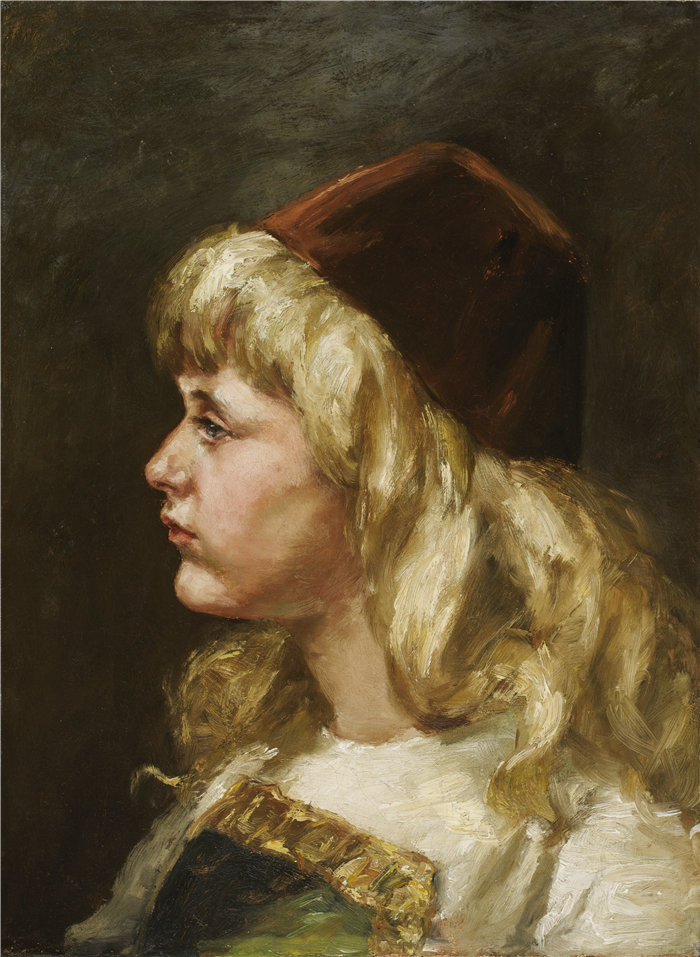 爱丽丝·派克·巴尼 (Alice Pike Barney)-《七岁的娜塔莉》油画 美国
