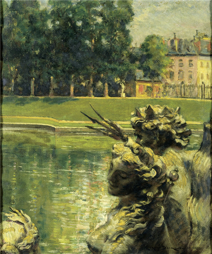 卡罗尔·贝克威斯（Carroll Beckwith）-《Bassin de Neptune, 凡尔赛宫》油画 美国