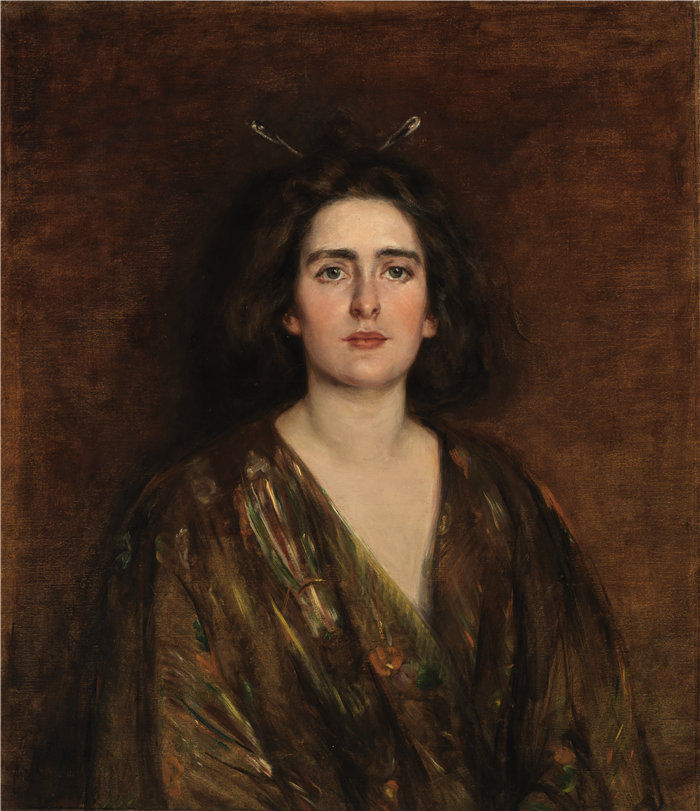 爱丽丝·派克·巴尼 (Alice Pike Barney)-《十六岁的劳拉》油画 美国