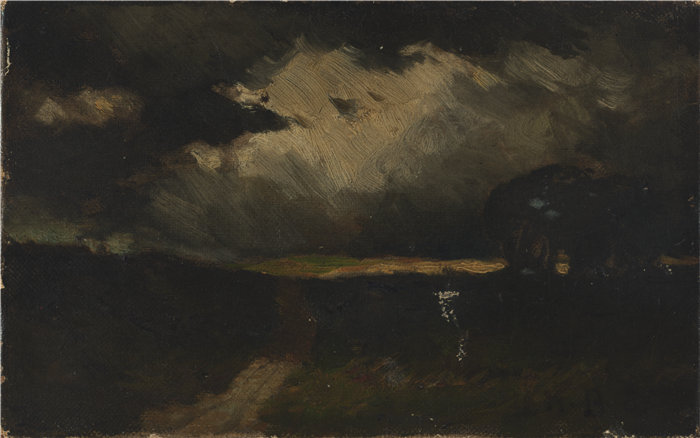 爱德华·米切尔·班尼斯特 (Edward Mitchell Bannister)-《风暴》油画 美国