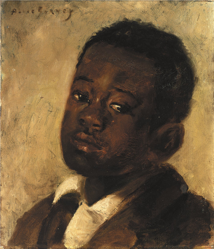 爱丽丝·派克·巴尼 (Alice Pike Barney)-《一个黑人男孩的头》油画 美国