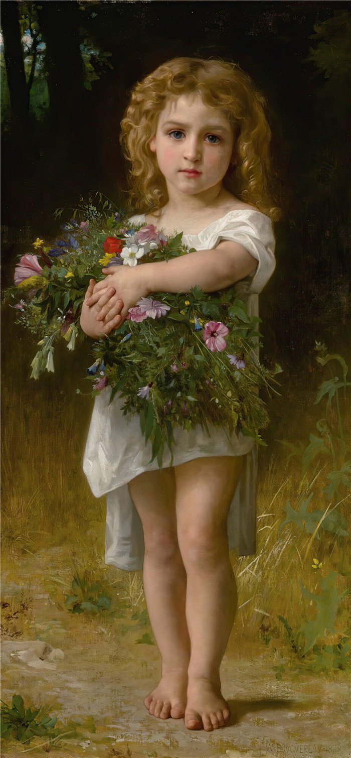 法国画家威廉·阿道夫·布格罗（William Adolphe Bouguereau)油画-春天的百合花 (1878)