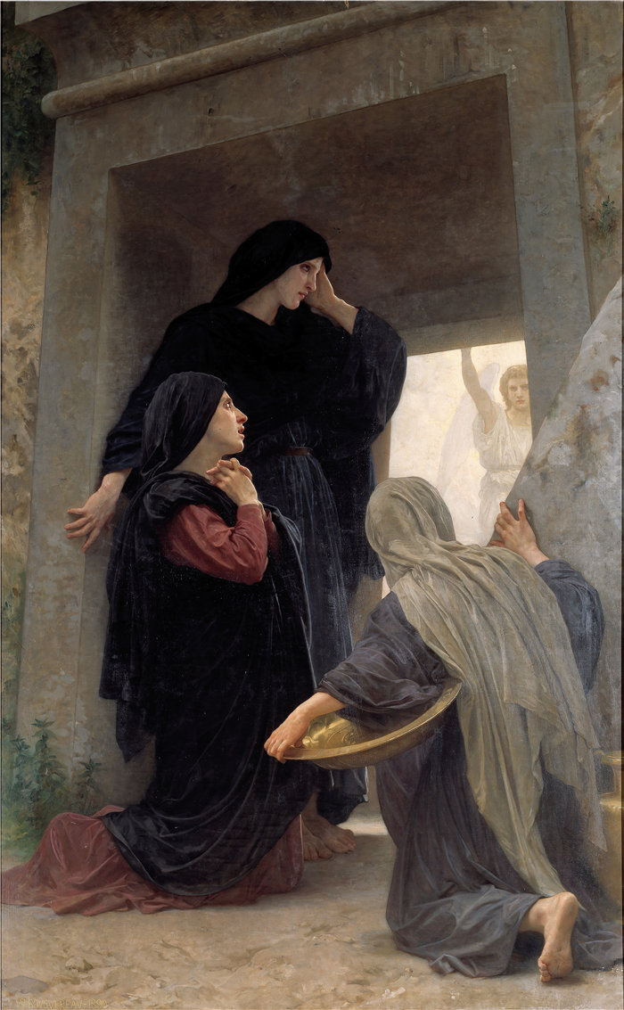 法国画家威廉·阿道夫·布格罗(William Adolphe Bouguereau)-墓前的三个玛丽 (1876)油画