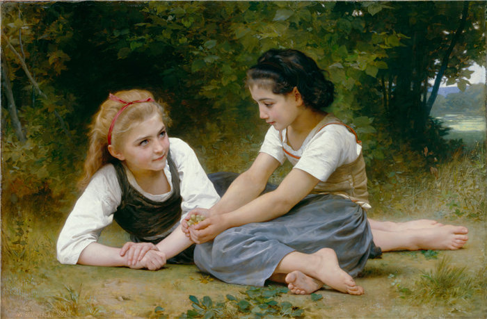 法国画家威廉·阿道夫·布格罗(William Adolphe Bouguereau)油画-坚果采集者 (1882)