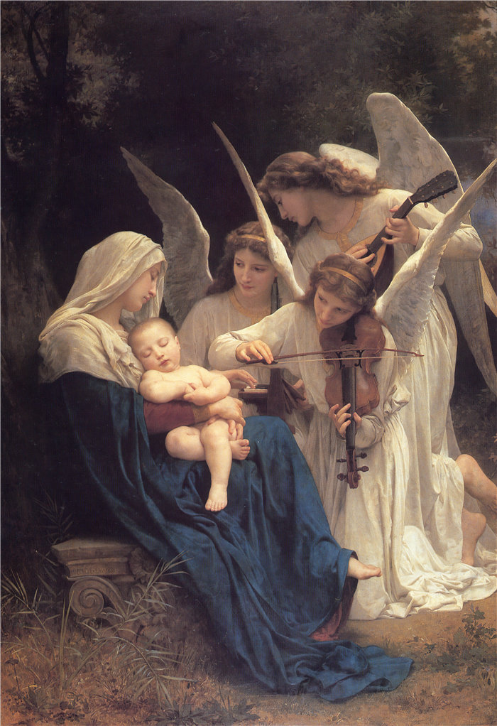 法国画家威廉·阿道夫·布格罗（William Adolphe Bouguereau)-天使之歌 (1881)油画